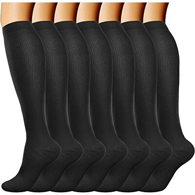 DRESHOW Meias de compressão para homens e mulheres, meias de compressão é o melhor para corrida, caminhada, caminhadas, voar, viajar, L-XL DRESHOW Meias de compressão para homens e mulheres, meias de compressão é o melhor para corrida, caminhada, caminhadas, voar, viajar, L-XL