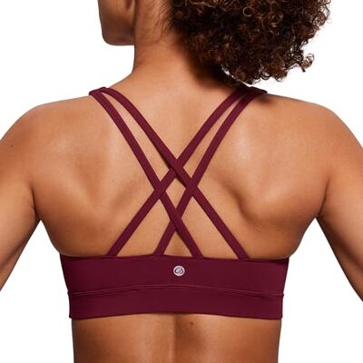 CRZ YOGA Mulher Sutiãs Desportivos de Ioga Cruzados com Almofadas Removíveis Suporte de Impacto Crop Top, M CRZ YOGA Mulher Sutiãs Desportivos de Ioga Cruzados com Almofadas Removíveis Suporte de Impacto Crop Top, M