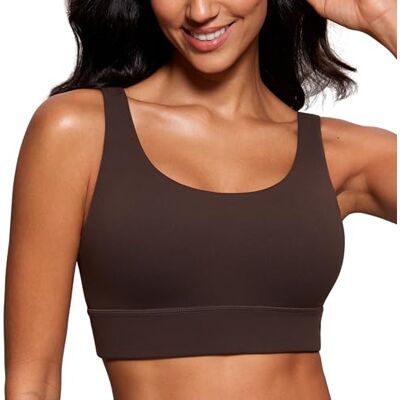 CRZ YOGA Mulher Butterluxe sutiã desportivo U traseiro baixo impacto treino ioga Crop Top com almofadas incorporadas, Castanho Fudge quente, S CRZ YOGA Mulher Butterluxe sutiã desportivo U traseiro baixo impacto treino ioga Crop Top com almofadas incorporadas, Castanho Fudge quente, S