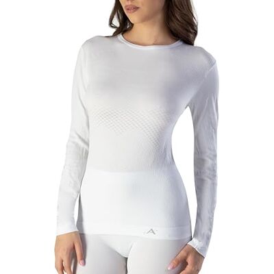 Risalti T-shirt térmica mulher Energy t-shirt de manga comprida para mulher, elástica e respirável, roupa interior de mulher, t-shirt interior sem costuras para mulher Made in Italy Risalti T-shirt térmica mulher Energy t-shirt de manga comprida para mulher, elástica e respirável, roupa interior de mulher, t-shirt interior sem costuras para mulher Made in Italy