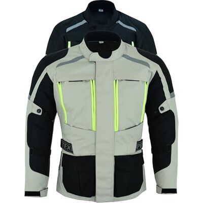Texpeed Casaco de motocicleta homem 4 estações com proteções impermeável de motociclista com armadura CE (EN 1621-1) verão/inverno cinzento/branco M Texpeed Casaco de motocicleta homem 4 estações com proteções impermeável de motociclista com armadura CE (EN 1621-1) verão/inverno cinzento/branco M