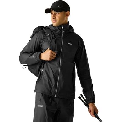 Regatta Capa de chuva Lyle IV impermeável e respirável com forro de malha oculto com capuz e cobertura ativa Jackets Waterproof Shell, homem, preto, M Regatta Capa de chuva Lyle IV impermeável e respirável com forro de malha oculto com capuz e cobertura ativa Jackets Waterproof Shell, homem, preto, M