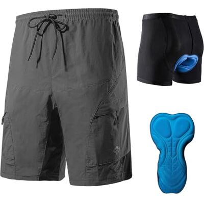 Santic , Calções de ciclismo para homem, MTB, com acolchoamento, com cueca de ciclismo com proteção, cinzento, XL Santic , Calções de ciclismo para homem, MTB, com acolchoamento, com cueca de ciclismo com proteção, cinzento, XL