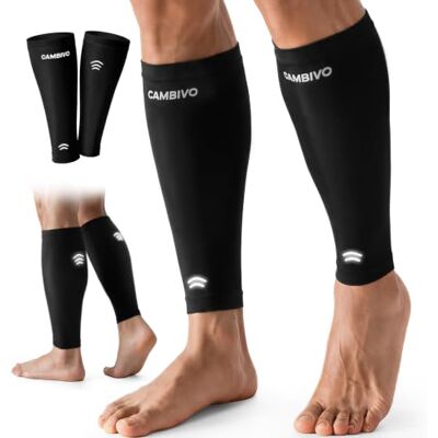 CAMBIVO Medias Compresión Pantorrilla Reflectantes, para Deportes Ciclismo Calcetines Compresion sin Pie, Reflectantes Pantorrilleras Compresion, Soporte Cómodo, Transpirable, Ajuste Deportivo Estable CAMBIVO Medias Compresión Pantorrilla Reflectantes, para Deportes Ciclismo Calcetines Compresion sin Pie, Reflectantes Pantorrilleras Compresion, Soporte Cómodo, Transpirable, Ajuste Deportivo Estable