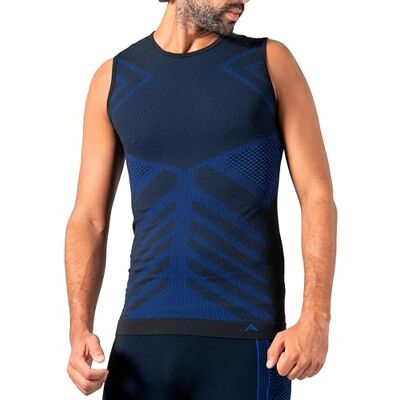 Risalti T-shirt térmica homem sem mangas Energy t-shirt sem mangas para homem elástica e respirável, roupa interior para homem, t-shirt interior homem sem costuras Made in Italy Risalti T-shirt térmica homem sem mangas Energy t-shirt sem mangas para homem elástica e respirável, roupa interior para homem, t-shirt interior homem sem costuras Made in Italy