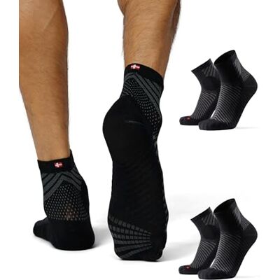 DANISH ENDURANCE Meias de Padel Antiderrapantes com Aderência de Silicone, Meias e Roupa para Padel e Desporto – Unissexo, Pack de 2, Preto DANISH ENDURANCE Meias de Padel Antiderrapantes com Aderência de Silicone, Meias e Roupa para Padel e Desporto – Unissexo, Pack de 2, Preto