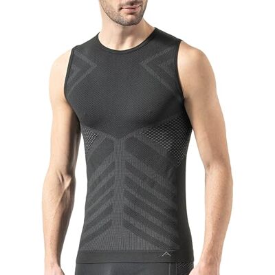 Risalti T-shirt térmica homem sem mangas Energy t-shirt sem mangas para homem elástica e respirável, roupa interior para homem, t-shirt interior homem sem costuras Made in Italy Risalti T-shirt térmica homem sem mangas Energy t-shirt sem mangas para homem elástica e respirável, roupa interior para homem, t-shirt interior homem sem costuras Made in Italy