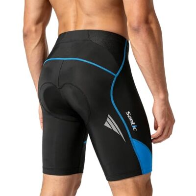 Santic , Calções de ciclismo para homem, curto, bicicleta, montanha/MTB, acolchoado, azul, M Santic , Calções de ciclismo para homem, curto, bicicleta, montanha/MTB, acolchoado, azul, M