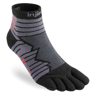 Injinji Ultra Run Mini Crew Teensokken, Preto e branco, S Injinji Ultra Run Mini Crew Teensokken, Preto e branco, S