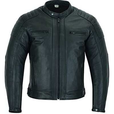 Texpeed Casaco de mota de couro para homem casaco de moto Touring com proteção de armadura autêntica Biker CE (EN 1621-1) design com costuras acolchoadas preto M Texpeed Casaco de mota de couro para homem casaco de moto Touring com proteção de armadura autêntica Biker CE (EN 1621-1) design com costuras acolchoadas preto M