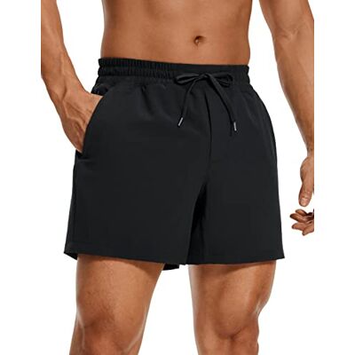 CRZ YOGA Homem calções desportivos de corrida de secagem rápida com bolsos 13 cm, Preto, S CRZ YOGA Homem calções desportivos de corrida de secagem rápida com bolsos 13 cm, Preto, S