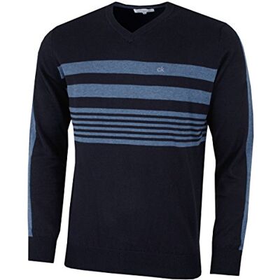 Calvin para Homem Performance com Gola em V Suéter de Listras no Peito Calvin para Homem Performance com Gola em V Suéter de Listras no Peito