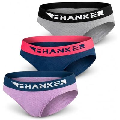 HANKER Calcinha de biquíni desportivo para mulher sem costuras. Roupa interior confortável e respirável para uso diário e desporto Mezcla de poliéster, elastano y poliamida, sin costuras, tejido estirable, para deporte y uso diario HANKER Calcinha de biquíni desportivo para mulher sem costuras. Roupa interior confortável e respirável para uso diário e desporto Mezcla de poliéster, elastano y poliamida, sin costuras, tejido estirable, para deporte y uso diario