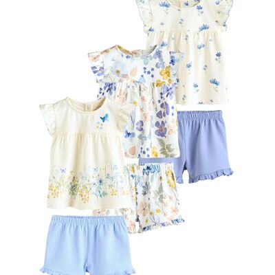 NEXT Bebés niña Conjunto de 6 piezas de camisetas con volantes y pantalones cortos para bebé NEXT Bebés niña Conjunto de 6 piezas de camisetas con volantes y pantalones cortos para bebé