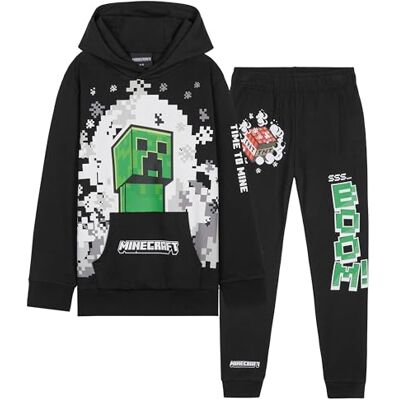 Minecraft Conjunto de fato de treino para crianças, camisola com capuz e calças para crianças Minecraft Conjunto de fato de treino para crianças, camisola com capuz e calças para crianças