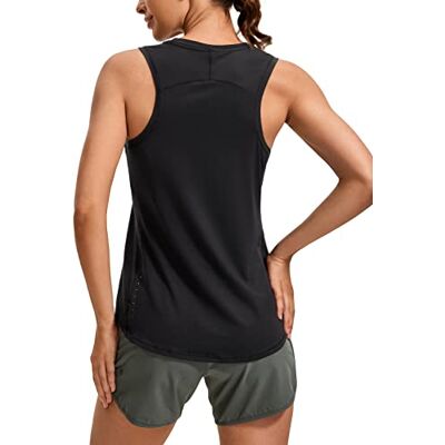 CRZ YOGA Mulher Leve Camiseta Caveada Racerback Treino Ginásio Corrida Respirável Top Desportivo, Preto CRZ YOGA Mulher Leve Camiseta Caveada Racerback Treino Ginásio Corrida Respirável Top Desportivo, Preto