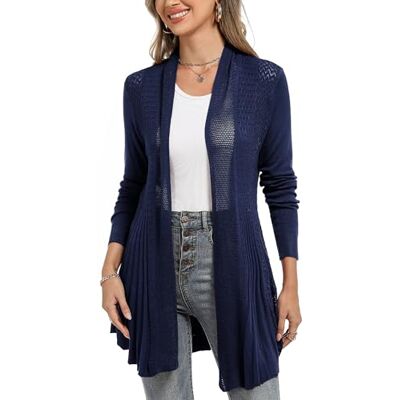 iClosam Cardigan comprido e fino para mulher, xaile aberto, casaco leve de manga comprida para primavera e outono Estilo casual tipo kimono, chaqueta ligera para verano, combina con camisolas y pareos, como capa ligera, para paseos diarios iClosam Cardigan comprido e fino para mulher, xaile aberto, casaco leve de manga comprida para primavera e outono Estilo casual tipo kimono, chaqueta ligera para verano, combina con camisolas y pareos, como capa ligera, para paseos diarios
