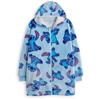 Disney Cobertor portátil para meninas Lilo & Stitch Camisola com capuz de forro polar com personagem bordado em aguarela, roxo e azul para crianças, camisola com capuz confortável e pesada Disney Cobertor portátil para meninas Lilo & Stitch Camisola com capuz de forro polar com personagem bordado em aguarela, roxo e azul para crianças, camisola com capuz confortável e pesada