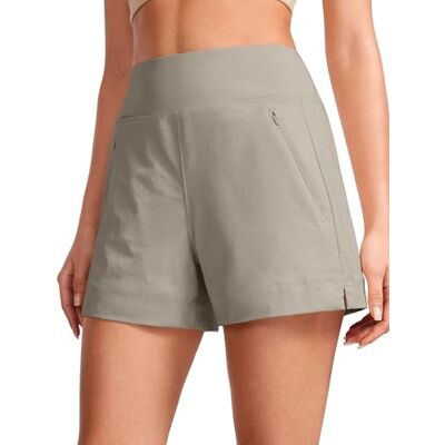 CRZ YOGA Calções cintura média 10 cm Caminhadas, resistente, leve, elástico, exterior, bolso com fecho de correr, para mulher CRZ YOGA Calções cintura média 10 cm Caminhadas, resistente, leve, elástico, exterior, bolso com fecho de correr, para mulher