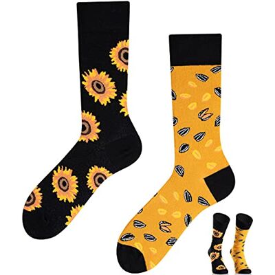 TODO Cores Meias casuais Mix & Match – Sunflowers – Meias multicoloridas de cores loucas Sunflowers. 33-36 BR TODO Cores Meias casuais Mix & Match – Sunflowers – Meias multicoloridas de cores loucas Sunflowers. 33-36 BR