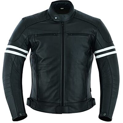 Texpeed Casaco de couro para motocicleta, motocicleiro, motociclista, com armadura CE, Preto, 5XL Texpeed Casaco de couro para motocicleta, motocicleiro, motociclista, com armadura CE, Preto, 5XL