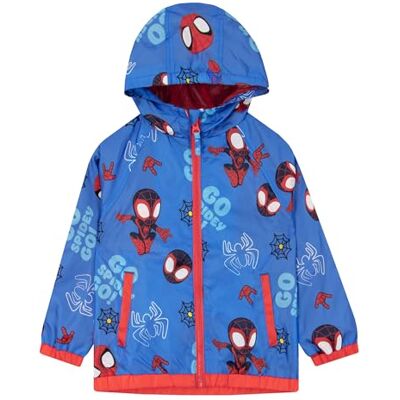 Marvel Jaqueta Impermeável Infantil, Chubasquero Infantil Spidey e Seus Amigos Incríveis, Roupa Impermeável do Homem-Aranha, azul Marvel Jaqueta Impermeável Infantil, Chubasquero Infantil Spidey e Seus Amigos Incríveis, Roupa Impermeável do Homem-Aranha, azul