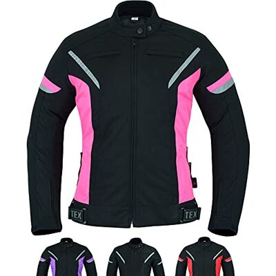 Texpeed Casaco de mota para mulher com protetores casaco impermeável para mulher em tecido corrente com armadura de mota (EN 1621-1) rosa S Texpeed Casaco de mota para mulher com protetores casaco impermeável para mulher em tecido corrente com armadura de mota (EN 1621-1) rosa S