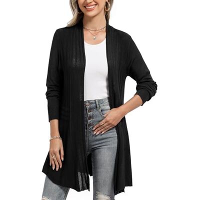 iClosam Cardigan comprido e fino para mulher, xaile aberto, casaco leve de manga comprida para primavera e outono Estilo casual tipo kimono, chaqueta ligera para verano, combina con camisolas y pareos, como capa ligera, para paseos diarios iClosam Cardigan comprido e fino para mulher, xaile aberto, casaco leve de manga comprida para primavera e outono Estilo casual tipo kimono, chaqueta ligera para verano, combina con camisolas y pareos, como capa ligera, para paseos diarios
