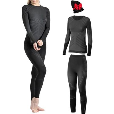 Risalti Roupa térmica para mulher fria Set Energy – T-shirt térmica para mulher, manga comprida e malhas, roupa interior inverno respirável e termorreguladora, Seamless – Made in Italy Risalti Roupa térmica para mulher fria Set Energy – T-shirt térmica para mulher, manga comprida e malhas, roupa interior inverno respirável e termorreguladora, Seamless – Made in Italy