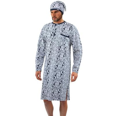 Sesto Senso Camisola de dormir para homem com gorro de manga comprida Sesto Senso Camisola de dormir para homem com gorro de manga comprida