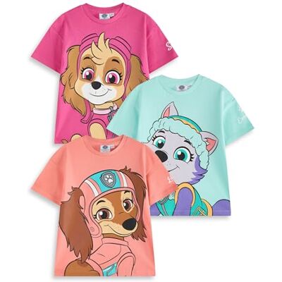 Paw Patrol Conjunto de t-shirt para meninas, conjunto de 3 pacotes de mangas curtas com big character gráfico impressão Skye Everest Liberty Cartoon Characters Childrens Animated TV Series aparel Paw Patrol Conjunto de t-shirt para meninas, conjunto de 3 pacotes de mangas curtas com big character gráfico impressão Skye Everest Liberty Cartoon Characters Childrens Animated TV Series aparel