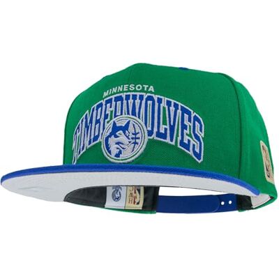 Mitchell & Ness Team Arch Boné de beisebol Snapback (NBA/HWC), Minnesota Timberwolfes (verde/azul rei), Tamanho único Mitchell & Ness Team Arch Boné de beisebol Snapback (NBA/HWC), Minnesota Timberwolfes (verde/azul rei), Tamanho único