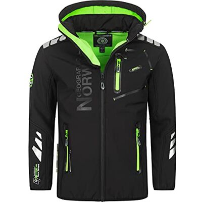 Geographical Norway Casaco softshell para homem, impermeável, respirável, resistente ao vento, Preto Geographical Norway Casaco softshell para homem, impermeável, respirável, resistente ao vento, Preto