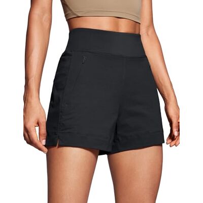 CRZ YOGA Calções cintura média 10 cm Caminhadas, resistente, leve, elástico, exterior, bolso com fecho de correr, para mulher CRZ YOGA Calções cintura média 10 cm Caminhadas, resistente, leve, elástico, exterior, bolso com fecho de correr, para mulher