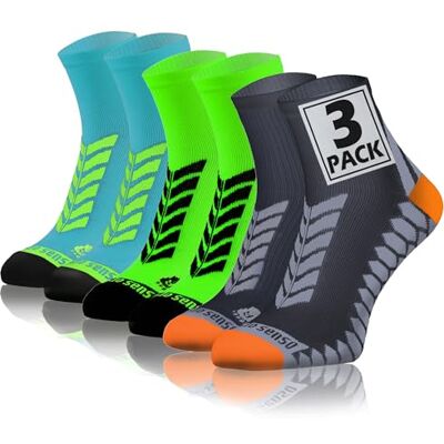 Sesto Senso Meias desportivas coloridas curtas homem mulher 3-12 pares, Pacote de 3 grafite, verde (éão), turquesa Sesto Senso Meias desportivas coloridas curtas homem mulher 3-12 pares, Pacote de 3 grafite, verde (éão), turquesa