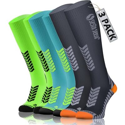 Sesto Senso 3 Pares Calcetines de Compresión Deporte Colores Altos Hombre Mujer Sesto Senso 3 Pares Calcetines de Compresión Deporte Colores Altos Hombre Mujer
