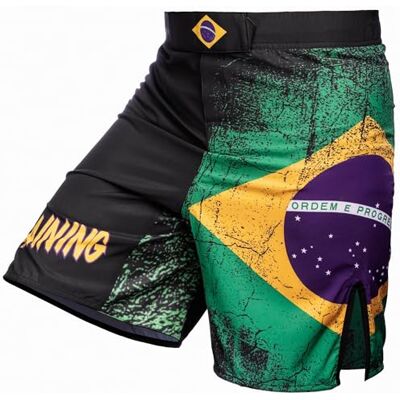 Hardcore Training Calções MMA Brazil Flag homem boxe Shorts desportivos, fitness, muay thai, Jiu Jitsu, combate, verão, treino, roupa desportiva, Sparring Hardcore Training Calções MMA Brazil Flag homem boxe Shorts desportivos, fitness, muay thai, Jiu Jitsu, combate, verão, treino, roupa desportiva, Sparring