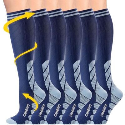 CAMBIVO Meias de compressão mulher homem 3 pares, meias de compressão 20 30 mmHg, meias de compressão varizes para desporto, corrida, ciclismo, desportos, caminhadas, viagens, enfermeira, azul, XXL CAMBIVO Meias de compressão mulher homem 3 pares, meias de compressão 20 30 mmHg, meias de compressão varizes para desporto, corrida, ciclismo, desportos, caminhadas, viagens, enfermeira, azul, XXL
