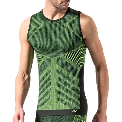 Risalti T-shirt térmica homem sem mangas Energy t-shirt sem mangas para homem elástica e respirável, roupa interior para homem, t-shirt interior homem sem costuras Made in Italy Risalti T-shirt térmica homem sem mangas Energy t-shirt sem mangas para homem elástica e respirável, roupa interior para homem, t-shirt interior homem sem costuras Made in Italy