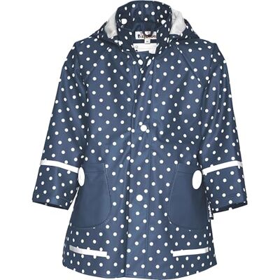 Playshoes Capa de chuva casaco impermeável para meninas, Pontos marinhos Playshoes Capa de chuva casaco impermeável para meninas, Pontos marinhos