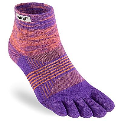 Injinji Meias Trail Midweight MiniCrew Coolmax Teensokken Chevron senhoras, Violeta, M-L Injinji Meias Trail Midweight MiniCrew Coolmax Teensokken Chevron senhoras, Violeta, M-L