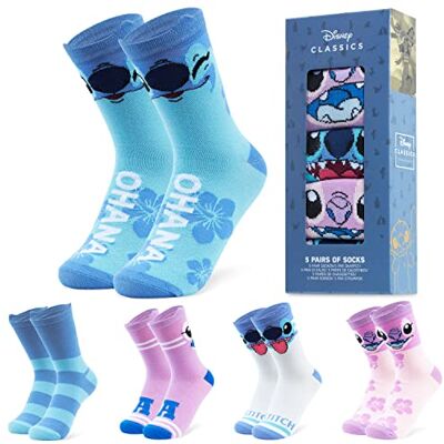 Disney Meias altas tamanho 35-41, conjunto meias divertidas para mulher adolescente, conjunto de 5 pares Disney Meias altas tamanho 35-41, conjunto meias divertidas para mulher adolescente, conjunto de 5 pares