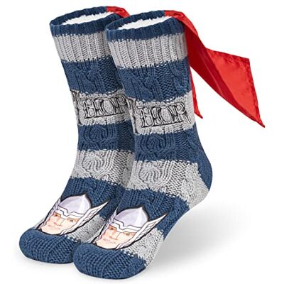 Marvel Meias antiderrapantes para homem e adolescentes, meias pantufas com forro Sherpa, 38-44 EU, presentes para homem Marvel Meias antiderrapantes para homem e adolescentes, meias pantufas com forro Sherpa, 38-44 EU, presentes para homem