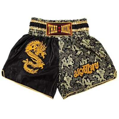 MUAY NATION Calções de Muay Thai para homens e mulheres, corte ajustado, calções de boxe MMA para treino, roupa de Kickboxing (FR/ES, Letras, L, regular, dragão preto) MUAY NATION Calções de Muay Thai para homens e mulheres, corte ajustado, calções de boxe MMA para treino, roupa de Kickboxing (FR/ES, Letras, L, regular, dragão preto)