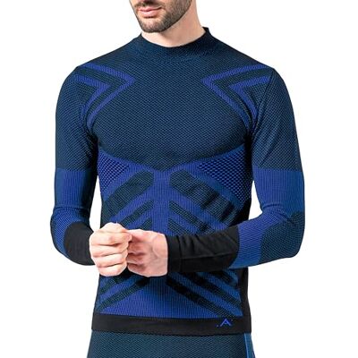 Risalti T-shirt térmica para homem de manga comprida Energy gola alta, camisola técnica, respirável, compacta, roupa interior térmica sem costuras e etiquetas, esqui, Trekking, Running Made in Risalti T-shirt térmica para homem de manga comprida Energy gola alta, camisola técnica, respirável, compacta, roupa interior térmica sem costuras e etiquetas, esqui, Trekking, Running Made in