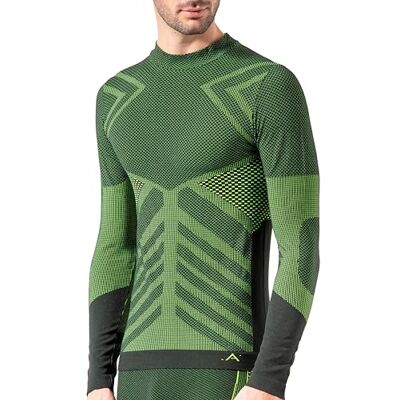Risalti T-shirt térmica para homem de manga comprida Energy gola alta, camisola técnica, respirável, compacta, roupa interior térmica sem costuras e etiquetas, esqui, Trekking, Running Made in Risalti T-shirt térmica para homem de manga comprida Energy gola alta, camisola técnica, respirável, compacta, roupa interior térmica sem costuras e etiquetas, esqui, Trekking, Running Made in