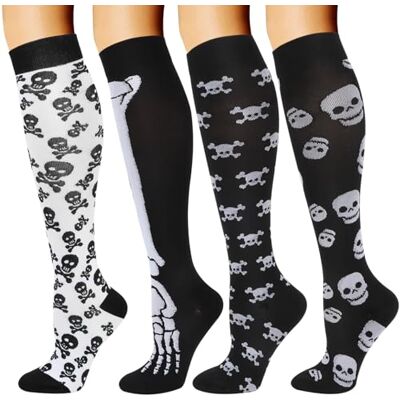 DRESHOW 4 Pares Meias de Compressão para Mulheres e Homens com Melhor Suporte Circulatório para Atletismo, Corrida, Ciclismo, Viajar, S-M DRESHOW 4 Pares Meias de Compressão para Mulheres e Homens com Melhor Suporte Circulatório para Atletismo, Corrida, Ciclismo, Viajar, S-M
