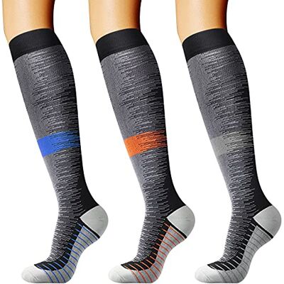 DRESHOW Meias de compressão para homens e mulheres Meias de compressão é o melhor para corrida, correr, caminhadas, voar, viajar, L-XL DRESHOW Meias de compressão para homens e mulheres Meias de compressão é o melhor para corrida, correr, caminhadas, voar, viajar, L-XL