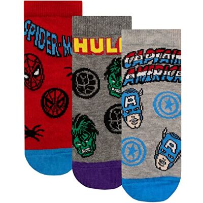 Marvel Meias Vingadores 3 Pack Homem-Aranha Hulk e Capitão América, multicolorido Marvel Meias Vingadores 3 Pack Homem-Aranha Hulk e Capitão América, multicolorido