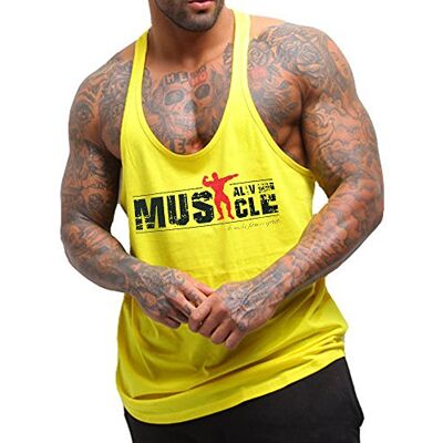 Muscle Alive Camiseta sem Mangas para Homens de Culturismo Top de Treino para Academia Chaleco de Algodão Muscle Alive Camiseta sem Mangas para Homens de Culturismo Top de Treino para Academia Chaleco de Algodão